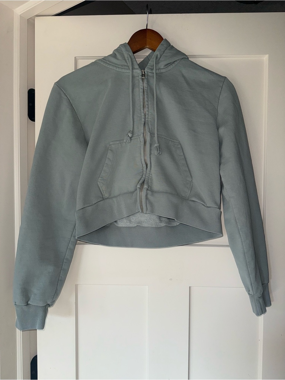 Brandy Melville Light Gray Zip-Up Hoodie
